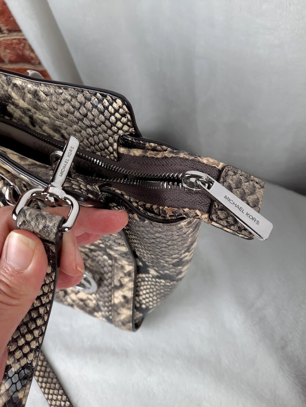 Michael Kors Python Snakeskin Satchel Bag - Picture 11 of 12